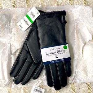 NWT black leather gloves